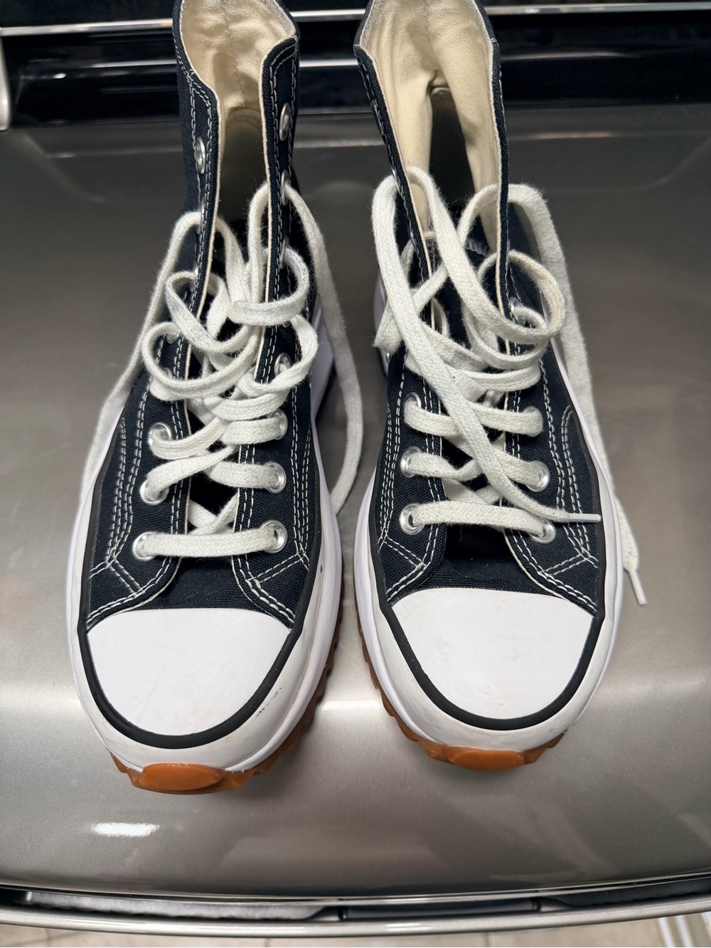 Converse Run Star Hike High-Top Sneakers - Black & White - Picture 2 of 5